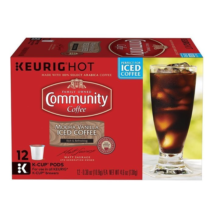 Community Coffee Iced Coffee K-Cup Pods, Mocha Vanilla, 12 Count (Pack of 3) N2