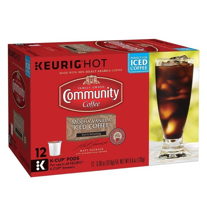 Community Coffee Iced Coffee K-Cup Pods, Mocha Vanilla, 12 Count (Pack of 3) N3