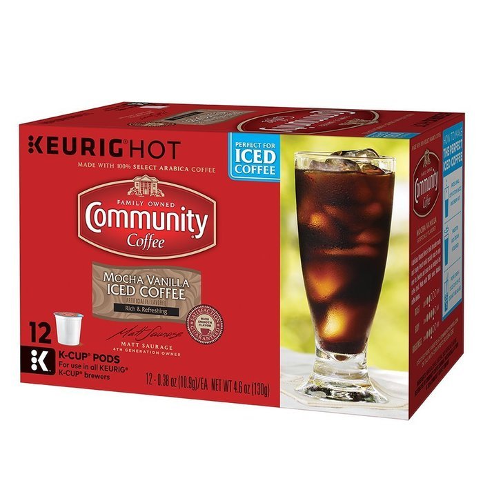 Community Coffee Iced Coffee K-Cup Pods, Mocha Vanilla, 12 Count (Pack of 3) N4