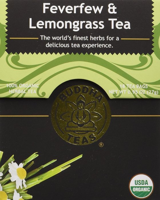 Feverfew & Lemongrass Tea - Organic Herbs - 18 Bleach Free Tea Bags