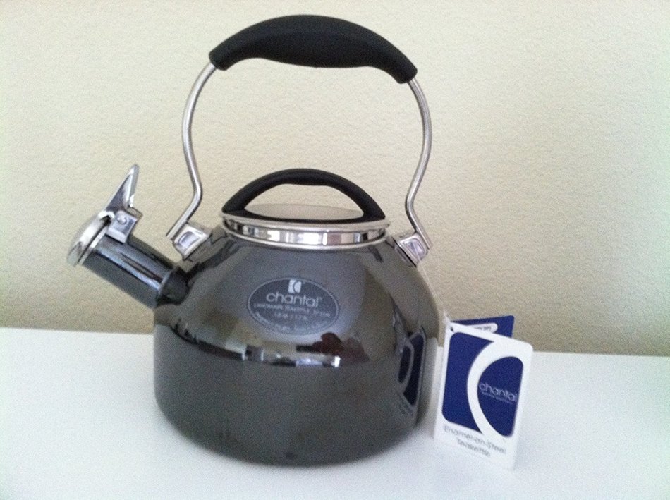 Chantal Classic Loop Landmark Gray Grey Enamel-on-Steel Teakettle Tea Kettle