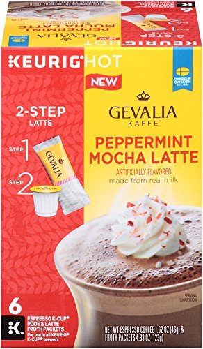 Gevalia Peppermint Mocha Latte and Espresso K Cup Pods, 1.62oz with Latte Froth Packets, 4.33oz