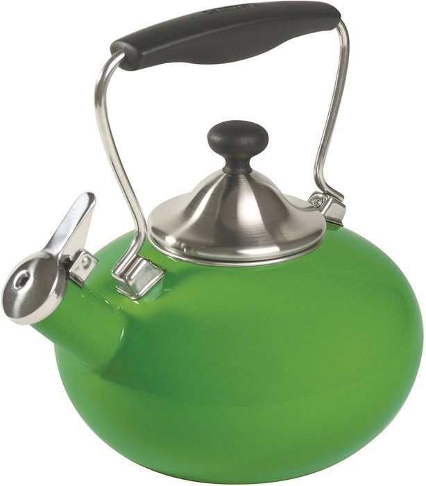 Chantal Bridge Enamel On Steel Teakettle, Festive Green