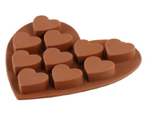 WruiHeart Shaped Silicone Cake Mold & Ice Tray (Brown) N2