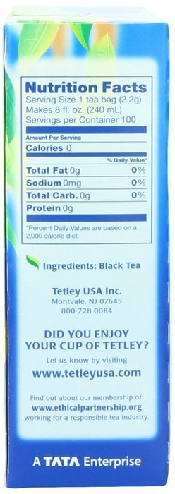 Tetley Black Tea, Classic Blend, 100-Count Tea Bags, 8 Ounce, (Pack of 6) N2