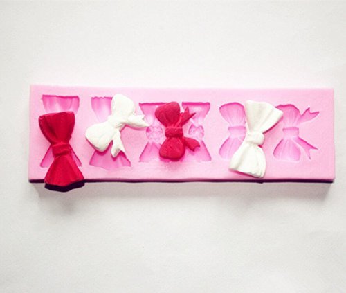 Longzang 6 Bow Art Deco Silicone Mold Sugar Craft DIY Gumpaste Cake Decorating Clay Pink