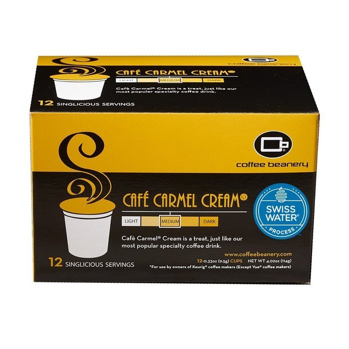 Coffee Beanery Cafe Carmel SWP Decaf Singlicious Servings Single-cup Coffee Pack Sampler for Keurig K-cup Brewers