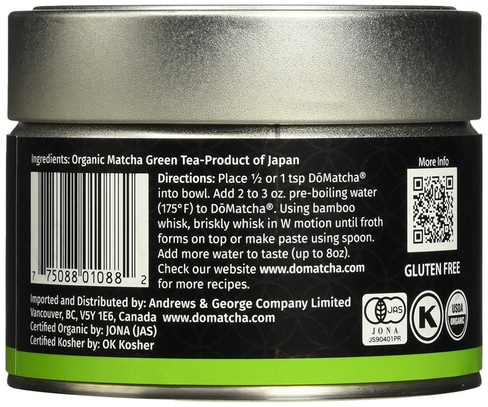 DōMatcha Green Tea, Organic Summer Harvest Matcha, 2.82oz Tin N2