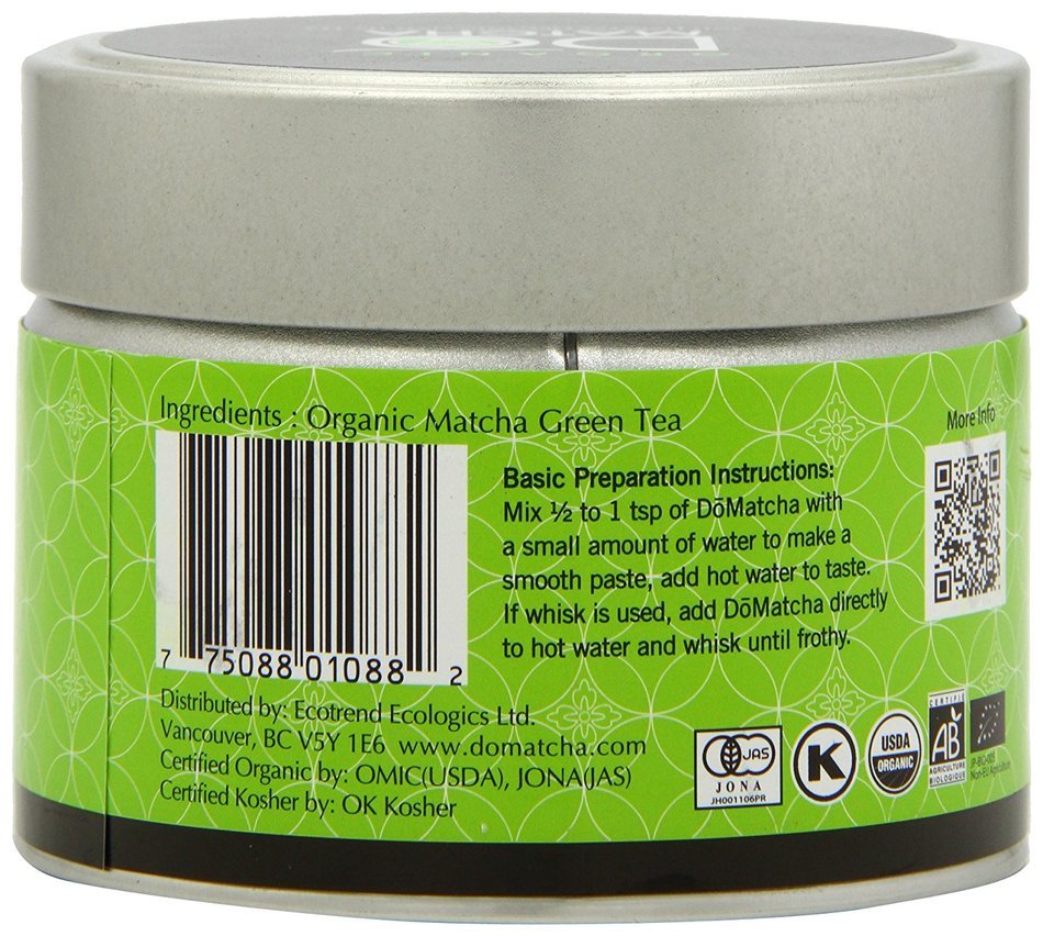 DōMatcha Green Tea, Organic Summer Harvest Matcha, 2.82oz Tin N7