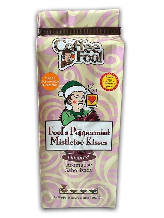 The Coffee Fool French Press, Fool's Decaf Peppermint Mistletoe Kisses, 12 Ounce
