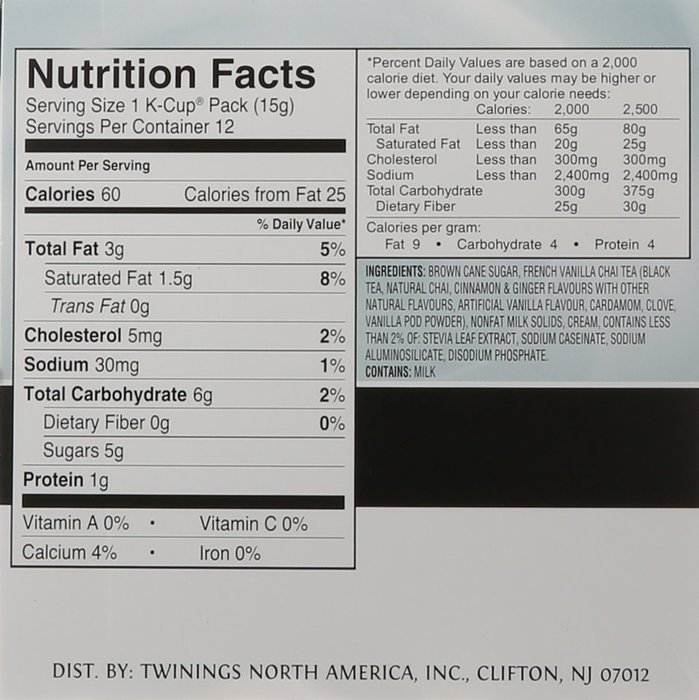 Twinings French Vanilla Chai Latte K-Cup, 12 Count N3