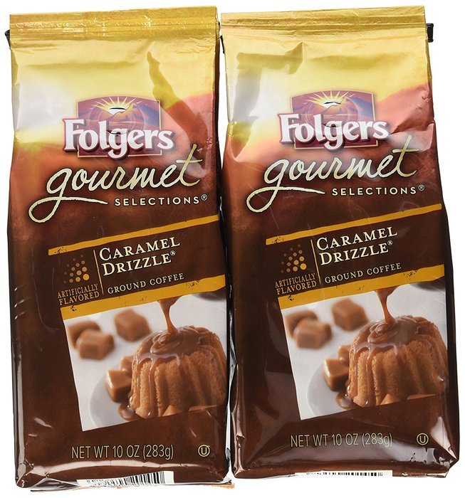 Folgers, Gourmet Selections, Caramel Drizzle Ground Coffee, 10oz Bag (Pack of 2)