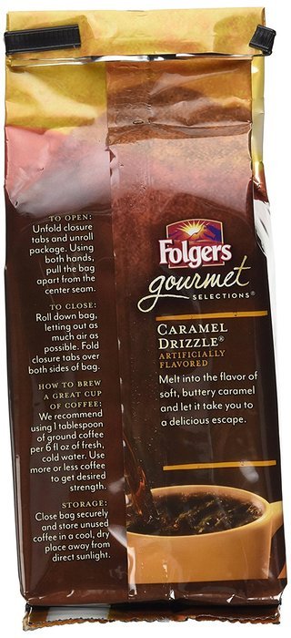 Folgers, Gourmet Selections, Caramel Drizzle Ground Coffee, 10oz Bag (Pack of 2) N2