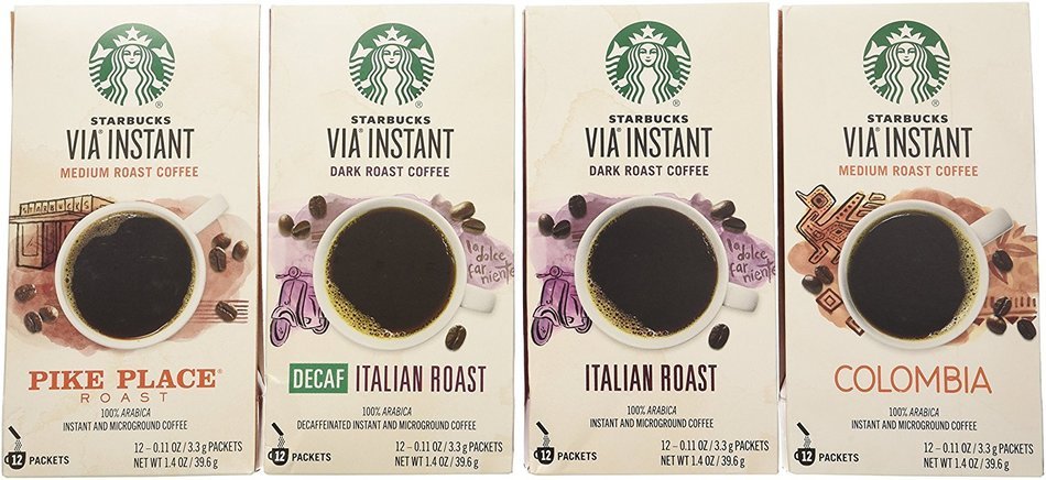 Starbucks Via Instant Coffee Bundle- 48 Packets of Assorted Flavors