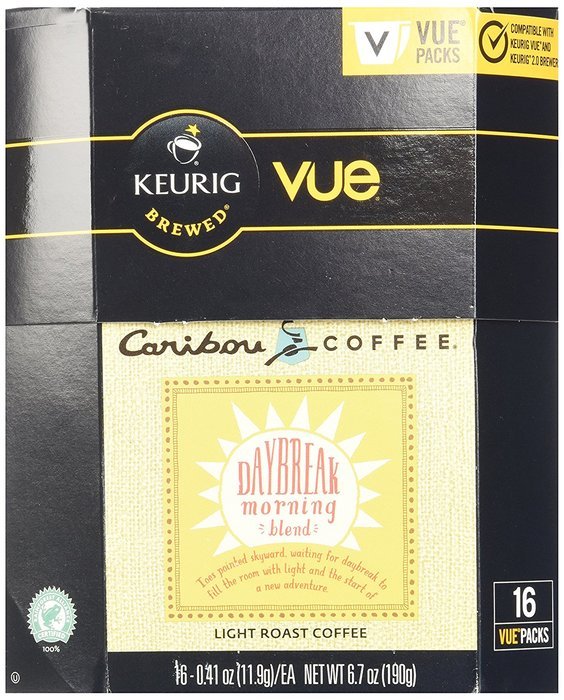 16 Count - Caribou Daybreak Morning Blend Vue Cup Coffee For Keurig Vue Brewers N2