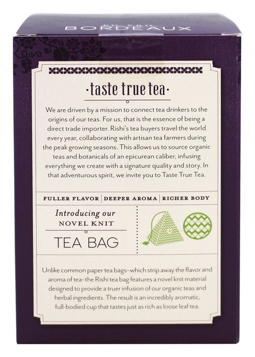 Rishi Tea Organic Pu-Erh Tea Bordeaux -- 15 Tea Bags N3