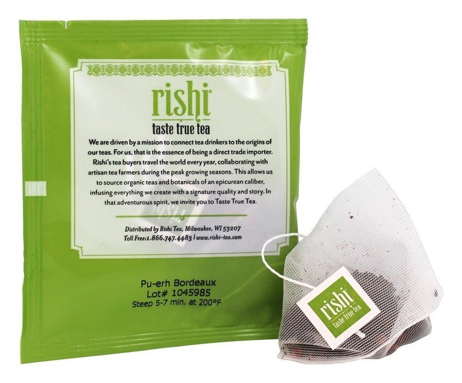 Rishi Tea Organic Pu-Erh Tea Bordeaux -- 15 Tea Bags N5