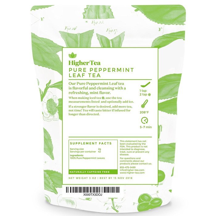 Pure Peppermint Leaf Tea 3 oz, By Higher Tea N2