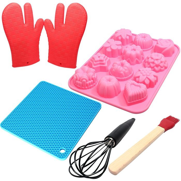 Food Grade Silicone Bakeware Set - Silicone Molds For Baking, Silicone Heat Mat, Silicone Oven Gloves, Silicone...