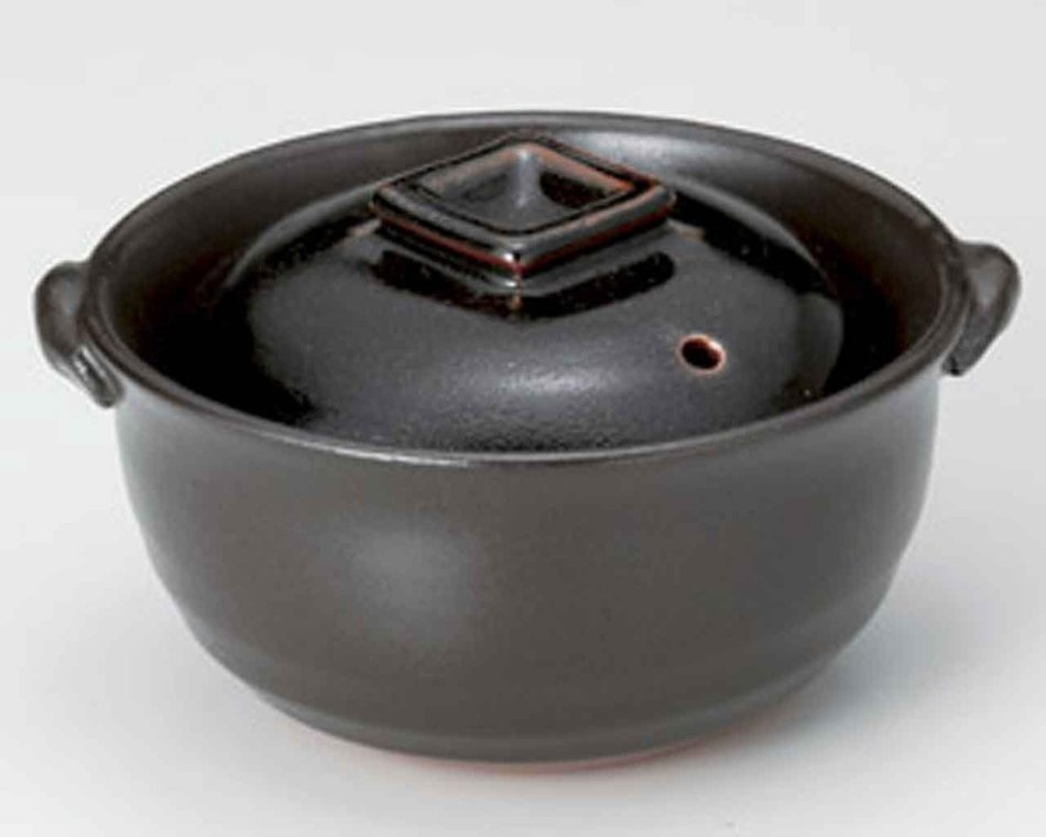 Yuzu Tenmoku for 1-2 persons 5.9inch Donabe Japanese Hot pot Black Ceramic Made in Japan