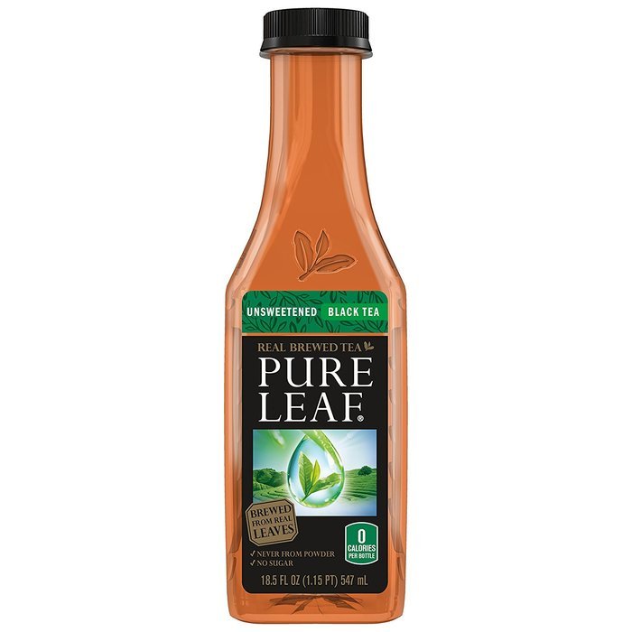 Pure Leaf Iced Tea, Unsweetened, Real Brewed Tea, 0 Calories, 18.5 Ounce Bottles (Pack of 6)