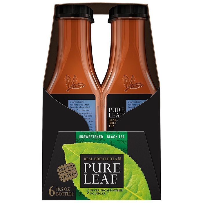 Pure Leaf Iced Tea, Unsweetened, Real Brewed Tea, 0 Calories, 18.5 Ounce Bottles (Pack of 6) N3