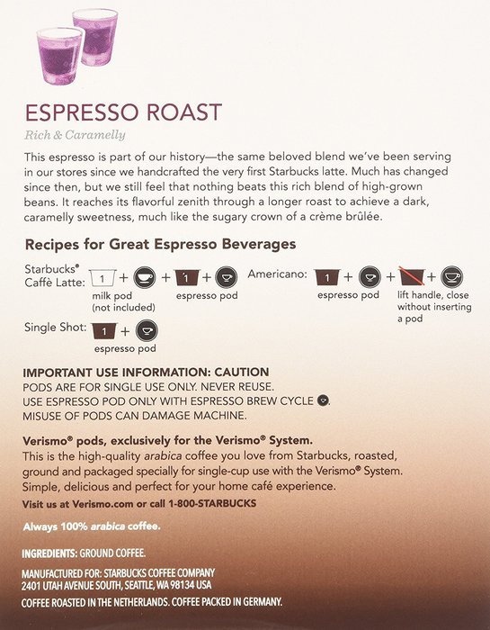 Starbucks Verismo Espresso Roast Espresso, 72 Pods N5