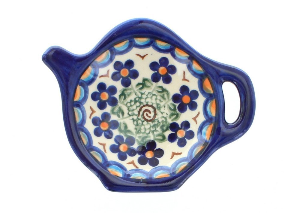 Polish Pottery Aztec Flower Teabag Holder