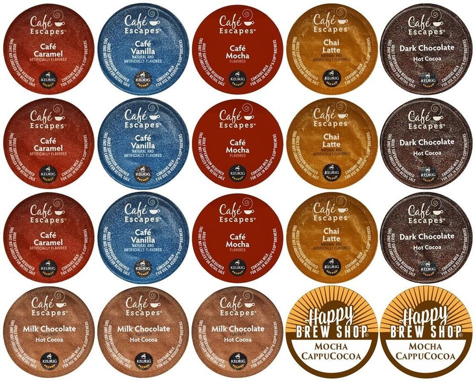 20-count CAFE ESCAPES K-Cup Variety Sampler Pack, Single-Serve Cups for Keurig Brewers