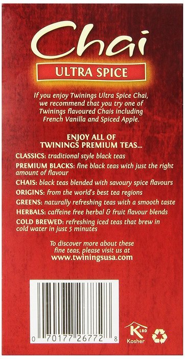 Twinings Ultra Spice Chai, 20 Individual Tea Bags, 1.41 Ounce N6