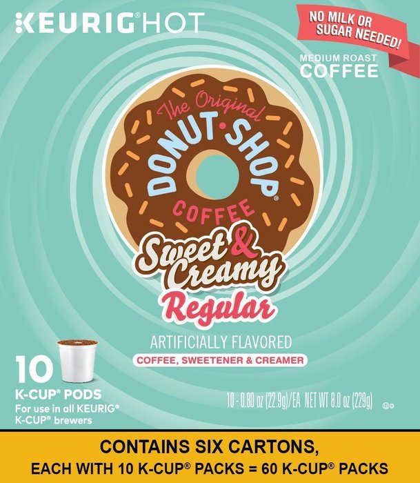 Keurig The Original Donut Shop K-Cup Packs, Sweet and Creamy Regular, 10 count (Pack of 6). N2