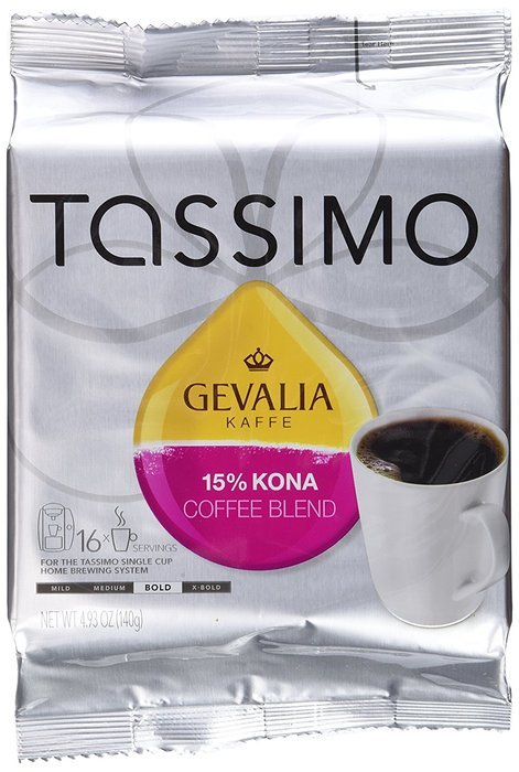 Tassimo Gevalia 15% Kona Coffee Blend T Discs Bag, 16 Count 4.93 Ounce N6