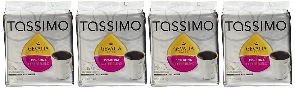 Tassimo Gevalia 15% Kona Coffee Blend T Discs Bag, 16 Count 4.93 Ounce N11