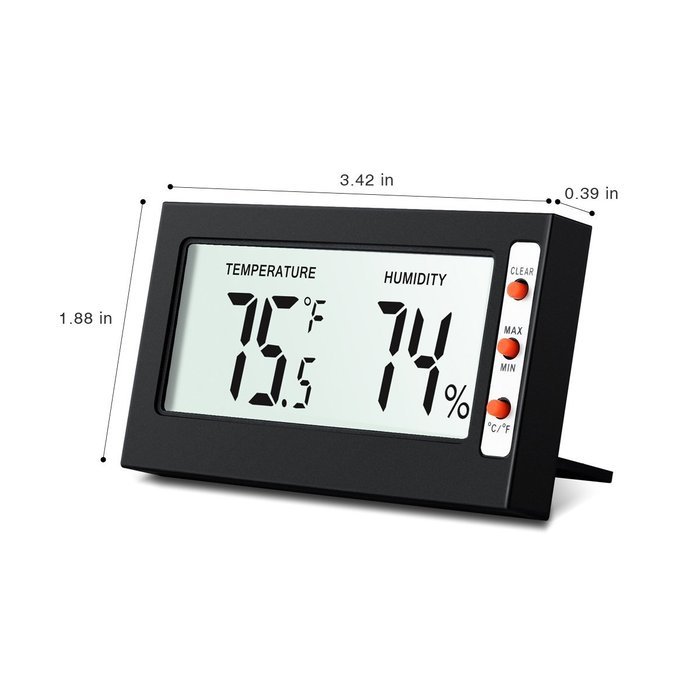 Oria Indoor Digital Thermometer Hygrometer Monitor - Temperature + Humidity Sensor with larger LCD Display, &deg;C... N5