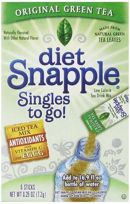Diet Snapple Singles To Go Green Tea, 6-Count, Pack of 12