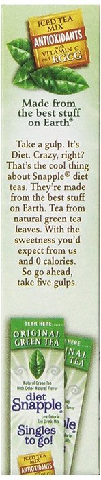 Diet Snapple Singles To Go Green Tea, 6-Count, Pack of 12 N4