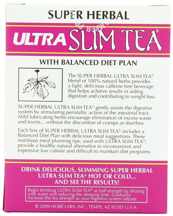 Ultra Slim Tea, Super Herbal, Tea Bags, 24-Count Box (Pack of 4) N2