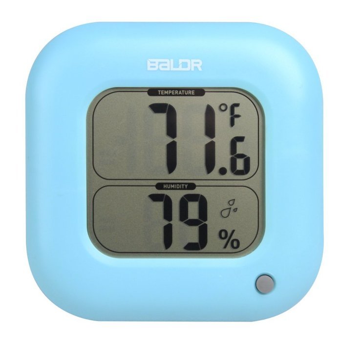 BALDR Square Thermometer and Hygrometer with Temperature Humidity Display Temperature Sensor (Blue)