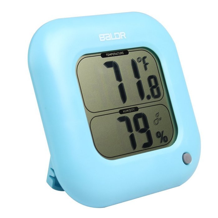 BALDR Square Thermometer and Hygrometer with Temperature Humidity Display Temperature Sensor (Blue) N2