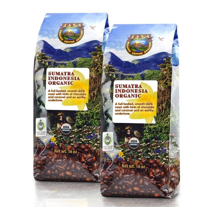 Java Planet - Sumatra Indonesian USDA Organic Coffee Beans, Dark Roasted, Fair Trade, Arabica Gourmet Specialty...