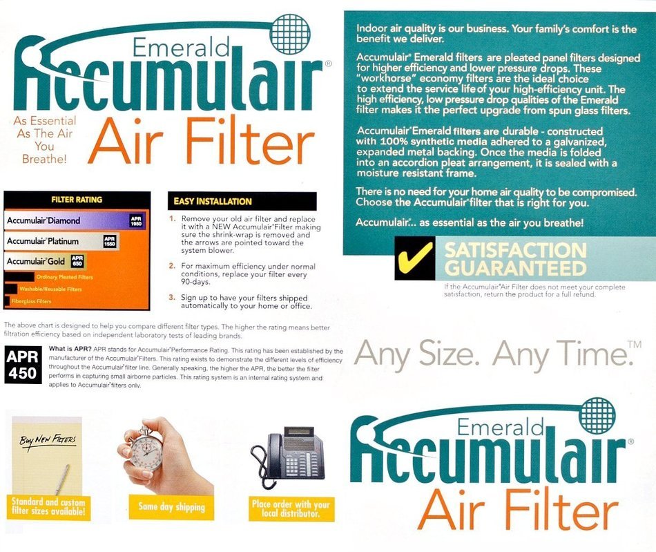 Accumulair&reg; Emerald 19x22x0.5 (Actual Size) MERV 6 Air Filter/Furnace Filters (2 pack)