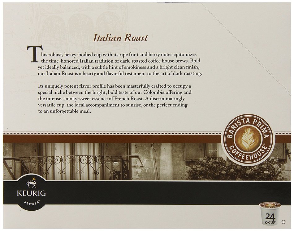Barista Prima Dark Roast Extra Bold Coffee K-Cup, Italian Roast, 96 Count N3