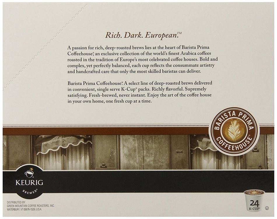 Barista Prima Dark Roast Extra Bold Coffee K-Cup, Italian Roast, 96 Count N4