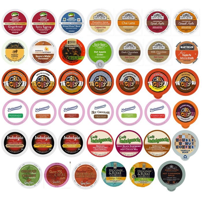 Holiday,Winter and Seasonal Flavors Coffee,Tea,Hot Cocoa and Cider Single Serve and K CUPS for Keurig Brewer (...