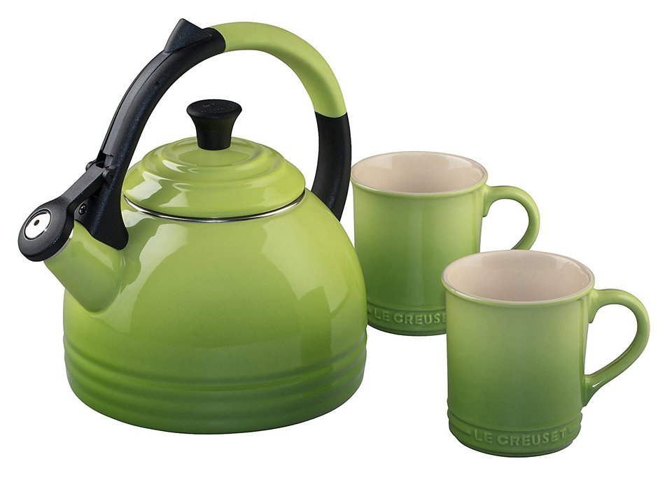 Le Creuset Enamel on Steel Kettle and Mug Gift Set, Caribbean N2