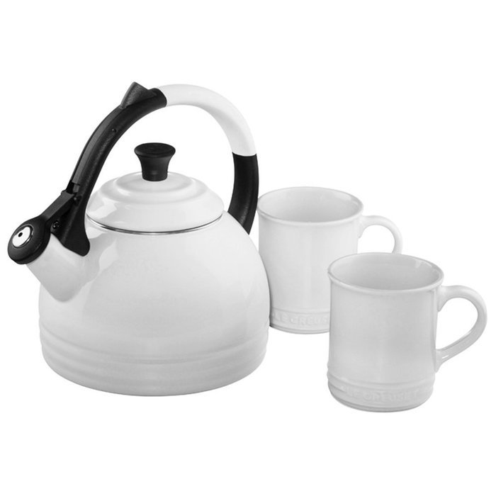 Le Creuset Enamel on Steel Kettle and Mug Gift Set, Caribbean N3