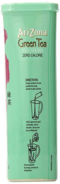 AriZona Sugar Free Green Tea with Ginseng & Honey Iced Tea Mix, 1.7-Ounce, 2 QT Stix in Canister (Pack of 4) N2