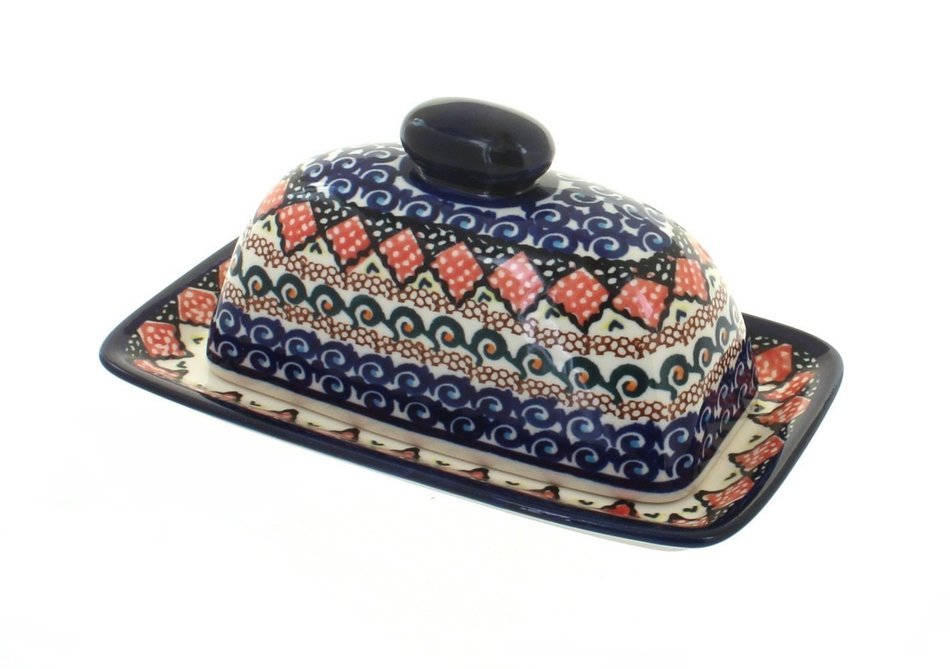 Polish Pottery Blue Horizon Butter Dish