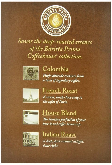 Barista Prima Coffeehouse Coffee, Keurig K-Cups, Italian Roast, Dark Roast, 24- Count N17