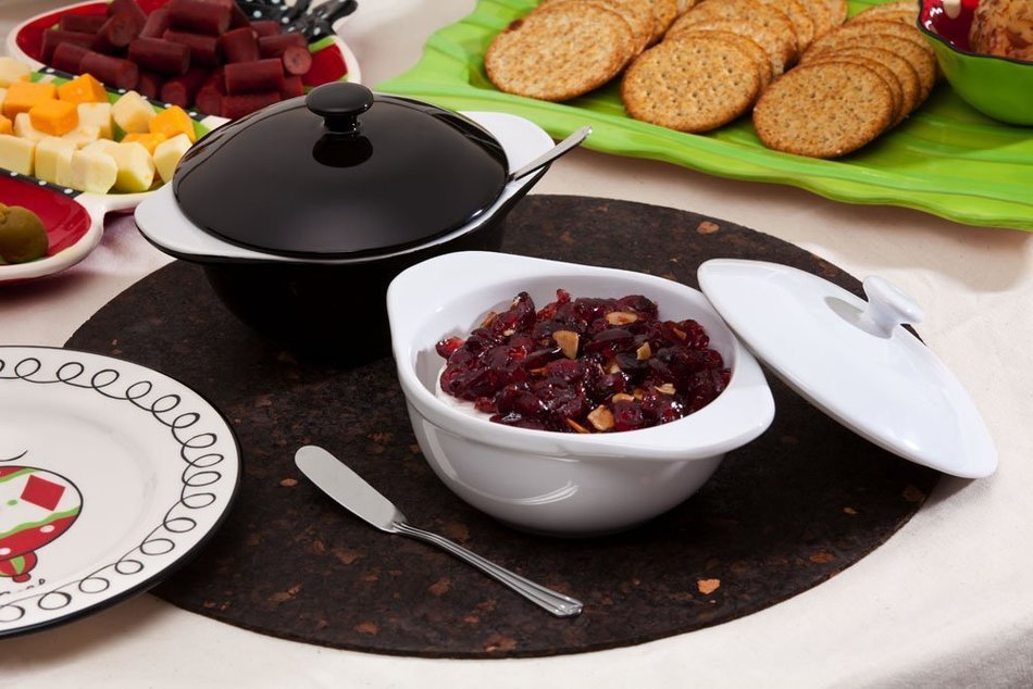 Cypress Home Ceramic Brie Baker with Spreader Set (Set of 2)